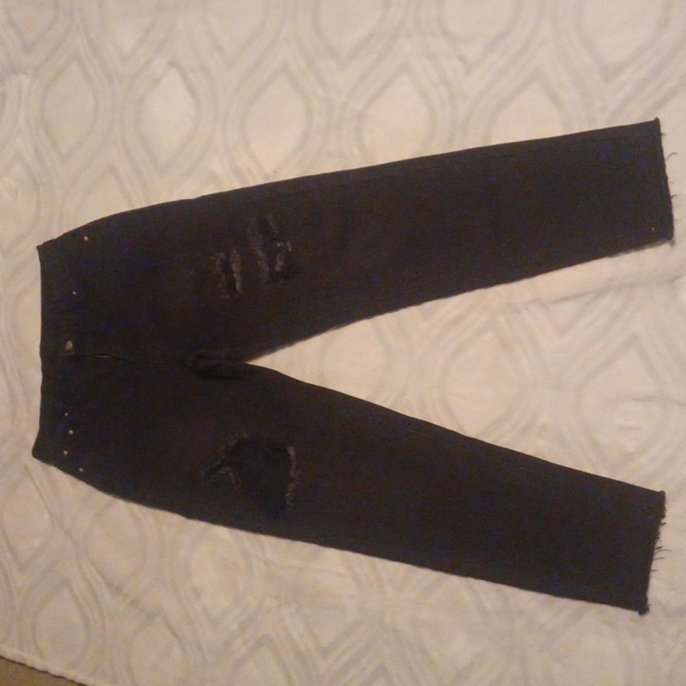 SHEIN Women's Size Large Black Distressed Jeans